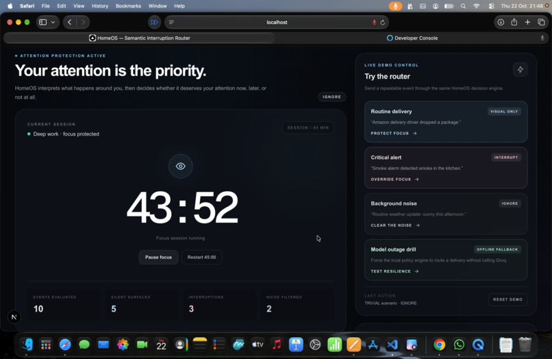 HomeOS — Semantic Interruption Router – screenshot 3