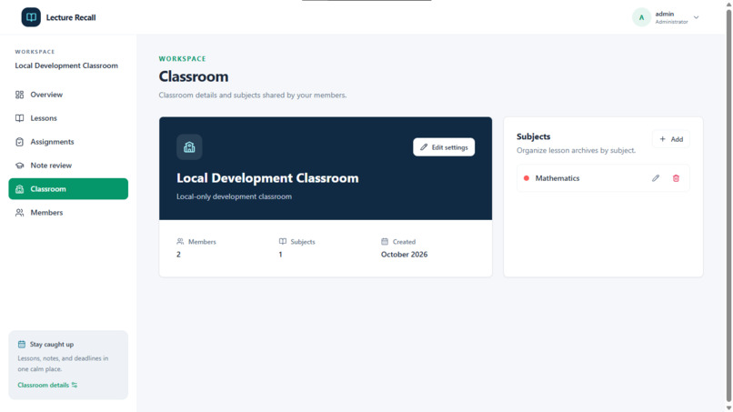 Lecture recall – screenshot 1