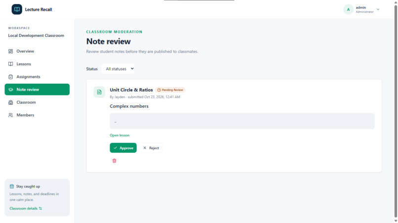 Lecture recall – screenshot 4