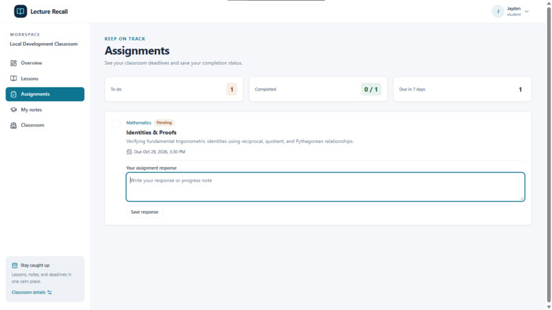Lecture recall – screenshot 5