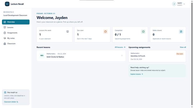 Lecture recall – screenshot 6