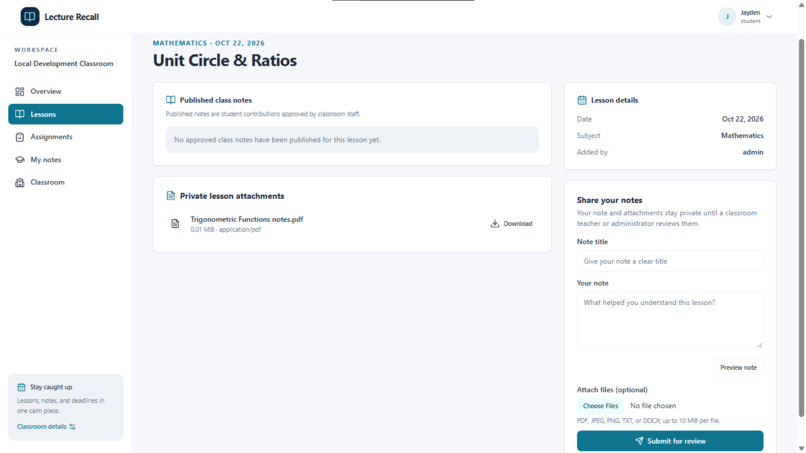 Lecture recall – screenshot 7