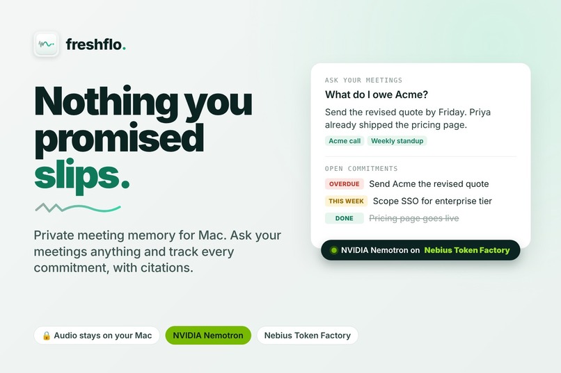 Freshflo: Private Meeting Memory That Keeps Your Promises – screenshot 2
