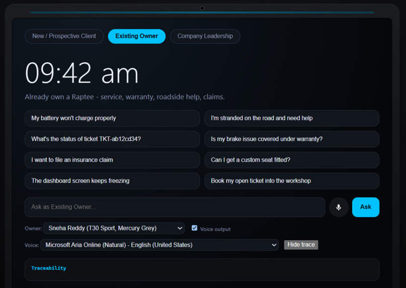 Alexa+ Raptee Ops Agent – screenshot 5