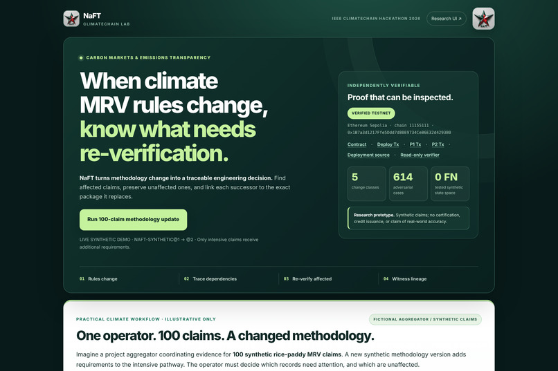 NaFT — Version-Aware Climate MRV – screenshot 1