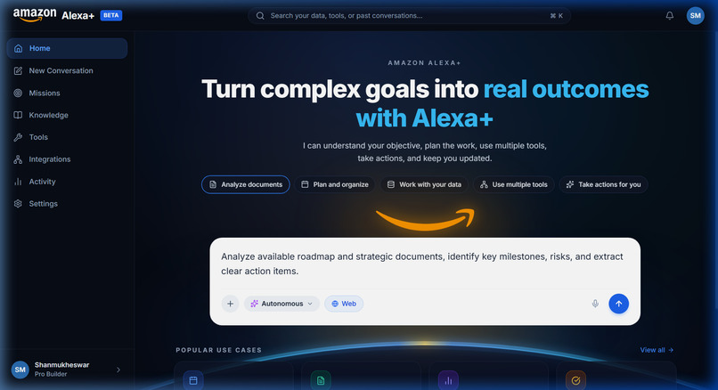 Alexa+: Autonomous Mission Execution Platform – screenshot 3