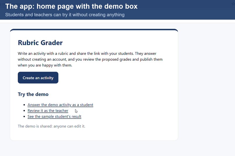 Rubric Grader: Proposed Grades, Teacher Decides – screenshot 4