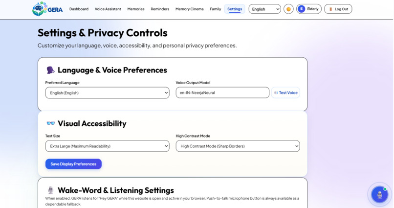 GERA – AI Memory Companion for Elders – screenshot 1