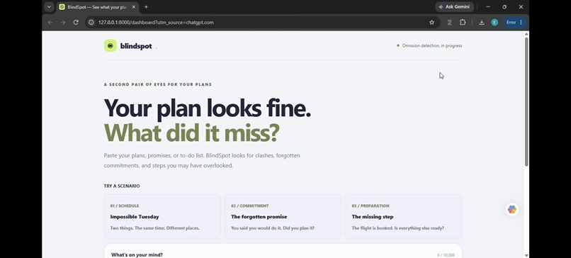 BlindSpot — See What Your Plan Missed – screenshot 1