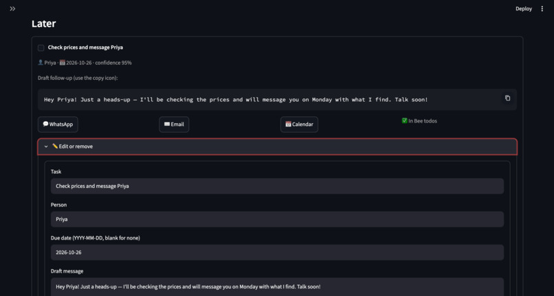 Talk-to-Task: Never Forget a Promise – screenshot 2