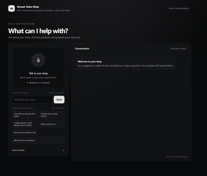 Annzar Voice Shop MCP  – screenshot 2