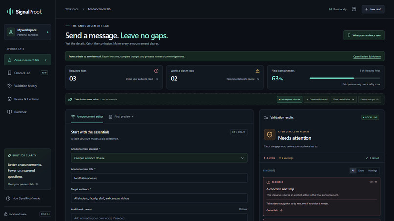 SignalProof – screenshot 2