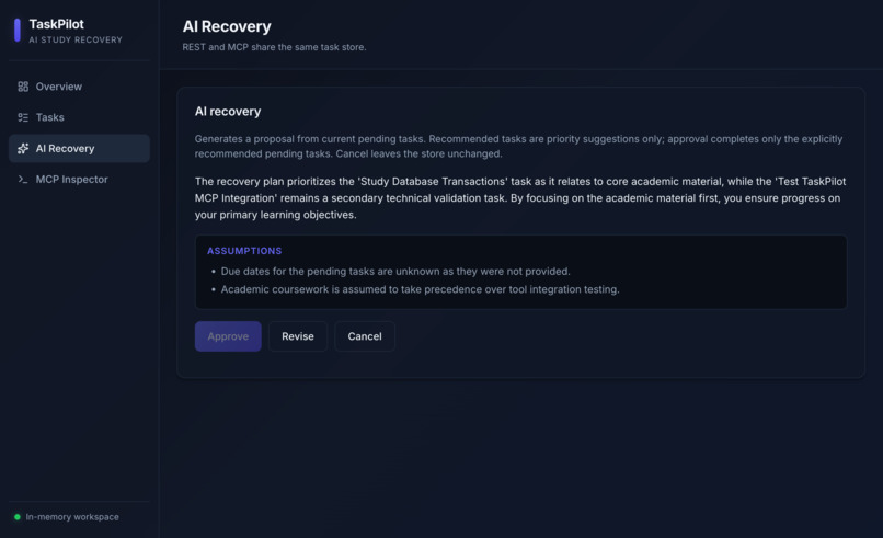 TaskPilot — AI Study Recovery Agent – screenshot 3