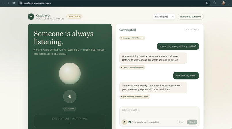 CareLoop: Voice Care Companion for Elders – screenshot 1
