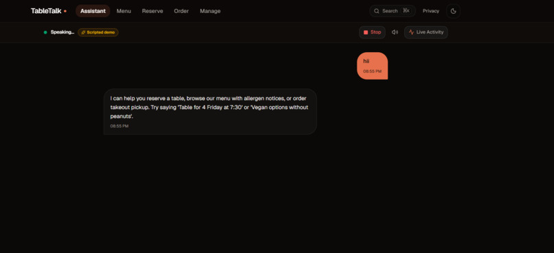 TableTalk: Voice-First Restaurant MCP Server – screenshot 7