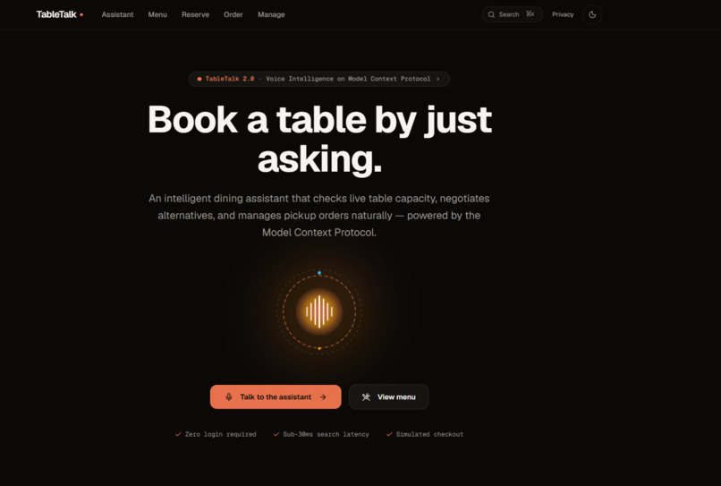 TableTalk: Voice-First Restaurant MCP Server – screenshot 1