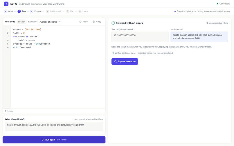 ECHO — AI Time-Travel Debugger – screenshot 2