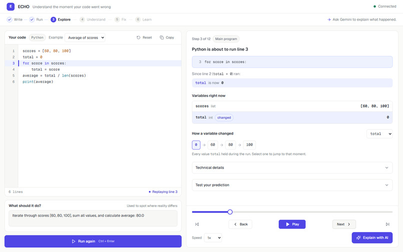 ECHO — AI Time-Travel Debugger – screenshot 3