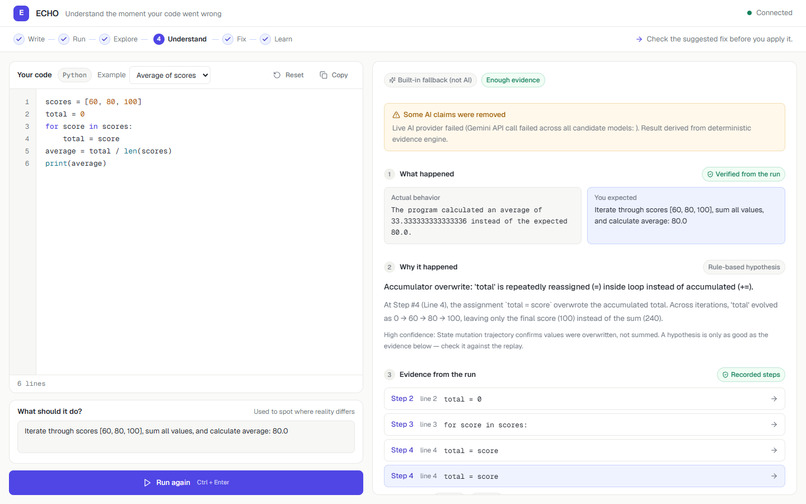 ECHO — AI Time-Travel Debugger – screenshot 6