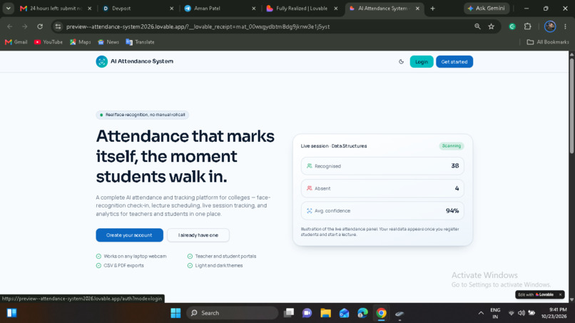 Face recognition attendance system – screenshot 1