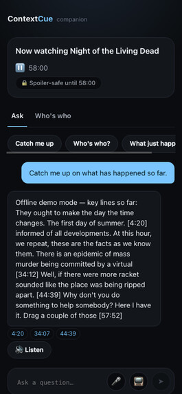 ContextCue: Spoiler-Safe AI for Fire TV – screenshot 7