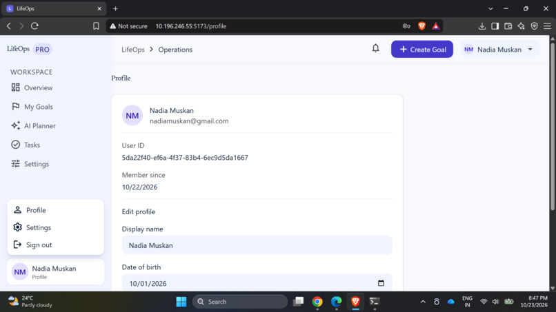 LifeOps : AI-Powered Goal Planning and Execution Platform – screenshot 3
