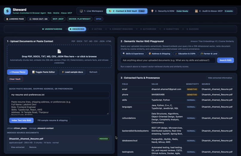 Steward: Consent-Gated Alexa+ Browser Co-Pilot – screenshot 1