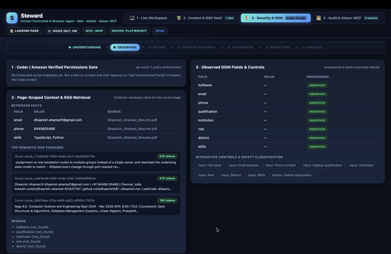 Steward: Consent-Gated Alexa+ Browser Co-Pilot – screenshot 2