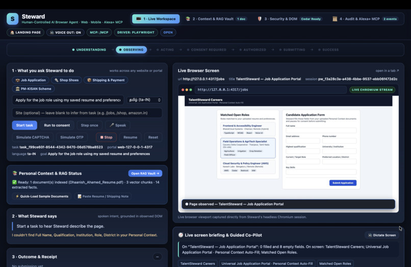 Steward: Consent-Gated Alexa+ Browser Co-Pilot – screenshot 4