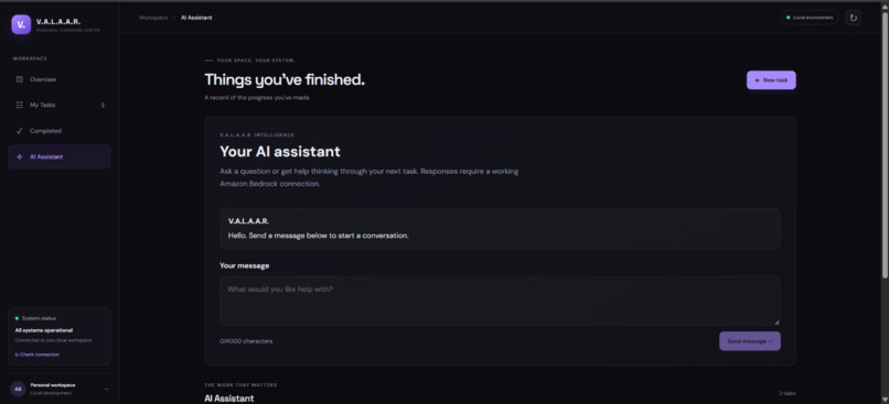 V.A.L.A.A.R. — Personal AI Command Center – screenshot 2