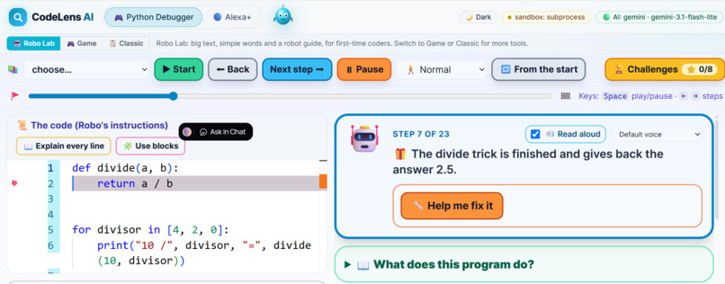 CodeLens AI: Voice & Visual Python Debugger for Alexa+ – screenshot 1