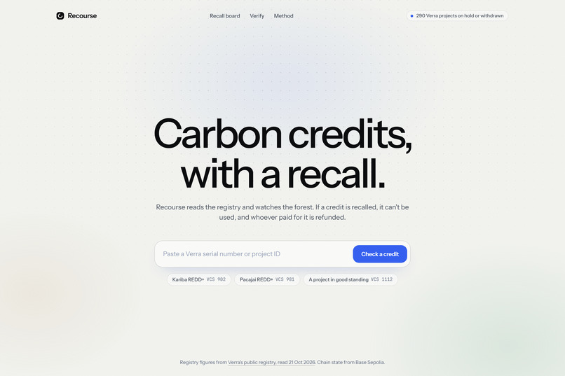 Recourse: carbon credits, with a recall – screenshot 1