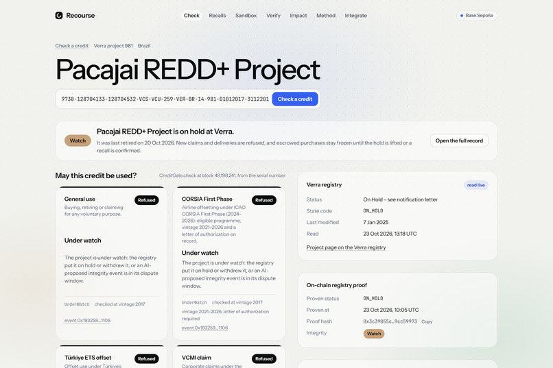 Recourse: carbon credits, with a recall – screenshot 2