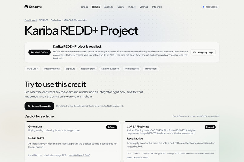 Recourse: carbon credits, with a recall – screenshot 3