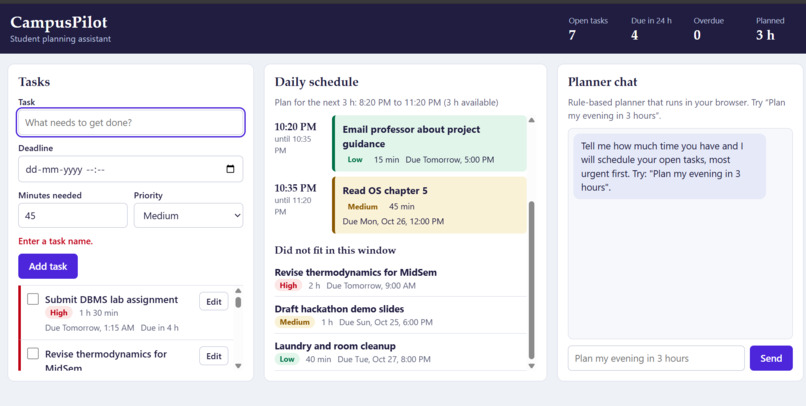 CampusPilot — A Student Planning Assistant Powered by MCP – screenshot 1