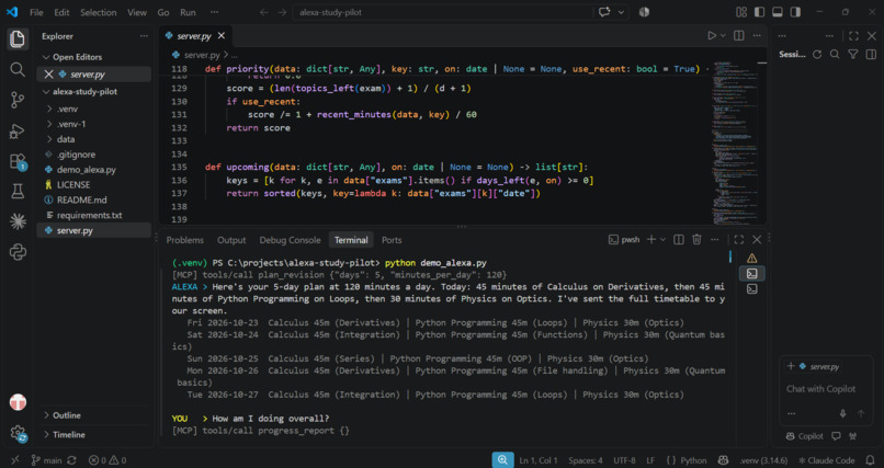 Study Pilot — an Alexa+ study planner that remembers – screenshot 2