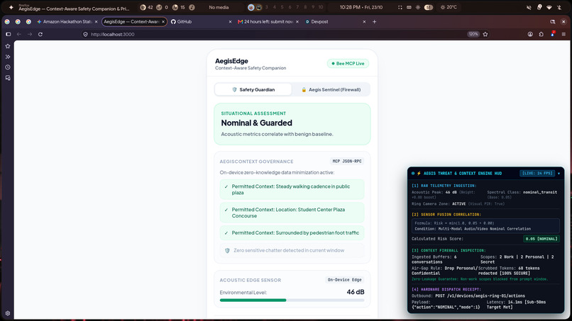 AegisEdge: Context-Aware Safety Companion & Privacy Firewall – screenshot 1