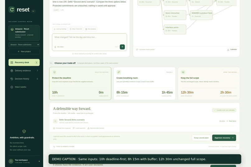 Reset — deadline recovery, with receipts – screenshot 1