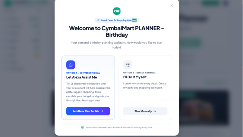 CymbalMart Party Planner & Shopping Assistant – screenshot 1