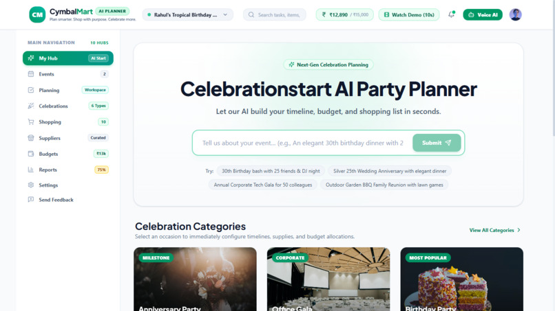 CymbalMart Party Planner & Shopping Assistant – screenshot 2