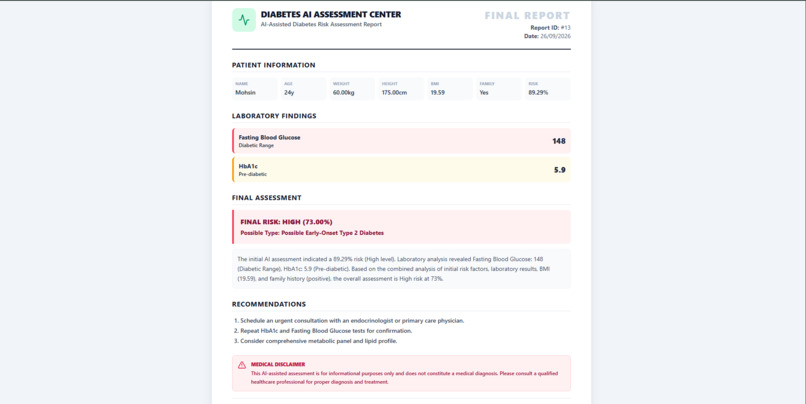 AI Daibetes Risk Assissment using AI – screenshot 2