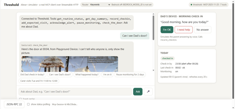 Threshold — a caretaking agent for parents living alone – screenshot 1