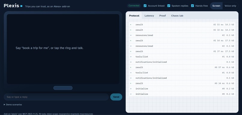 Plexis - Trips you can trust, for Alexa+ – screenshot 1