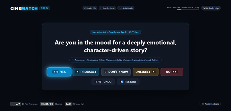 CineMatch — Fire TV Movie Akinator – screenshot 1