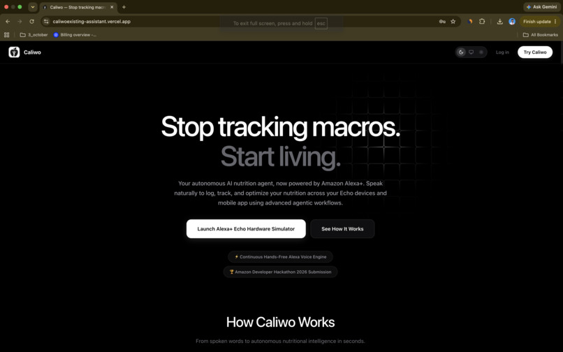 Caliwo (Ambient Nutrition Intelligence Hub) – screenshot 1