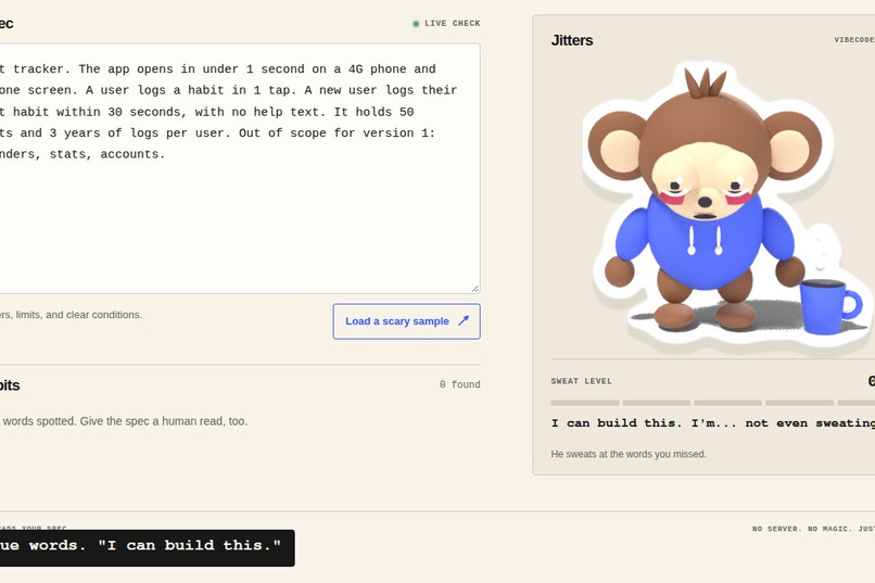 Jitters reads your spec – screenshot 2