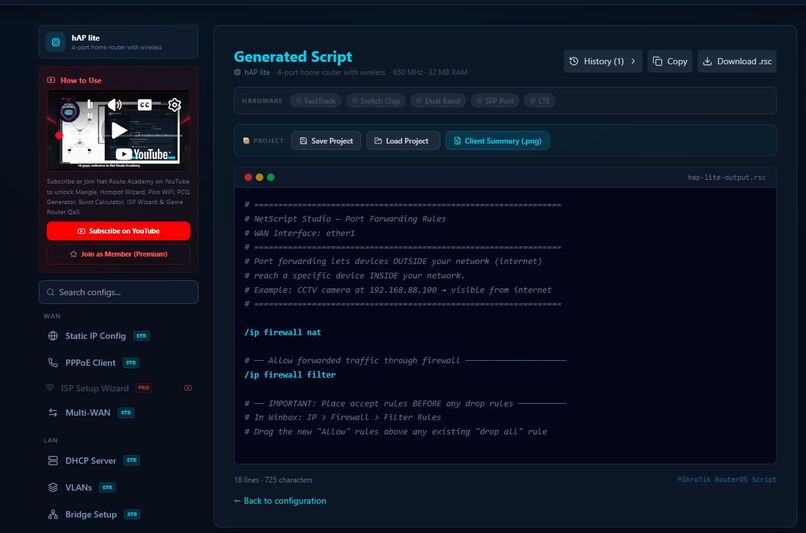 MikroTik Config Generator – screenshot 1