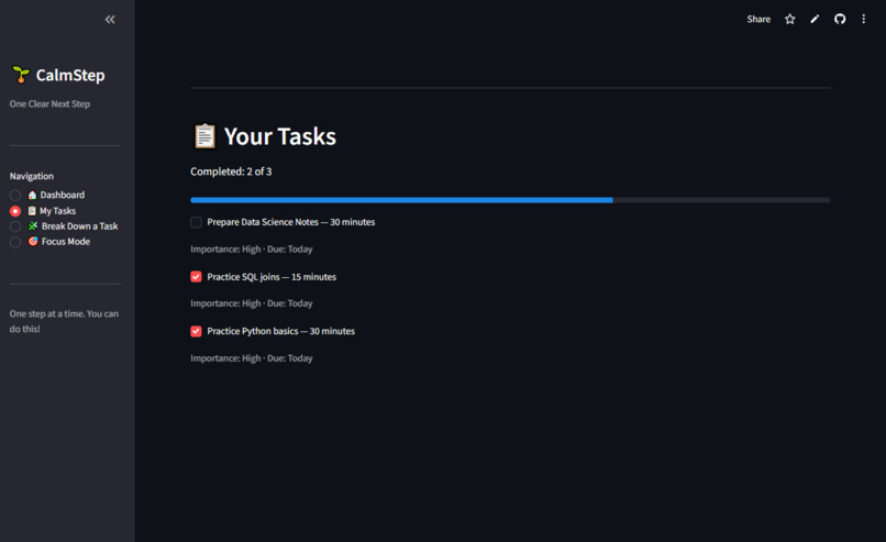 CalmStep — One Clear Next Step  – screenshot 3