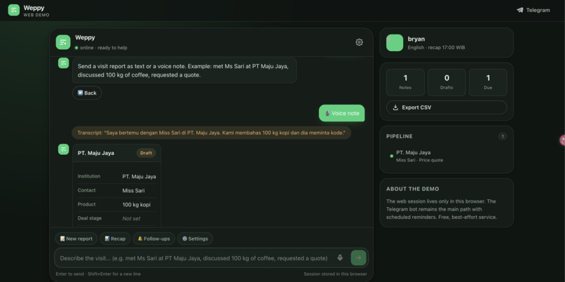 Weppy — Public Sales Pipeline Assistant – screenshot 2