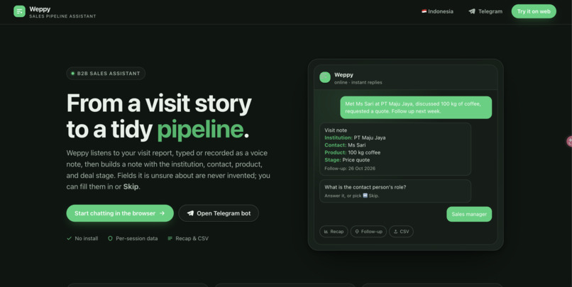 Weppy — Public Sales Pipeline Assistant – screenshot 3